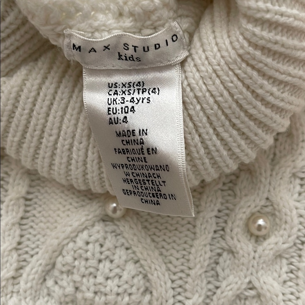 Cream Cable Knit Sweater Turtleneck and Skirt Set Max Studio Kids - Picture 5 of 8